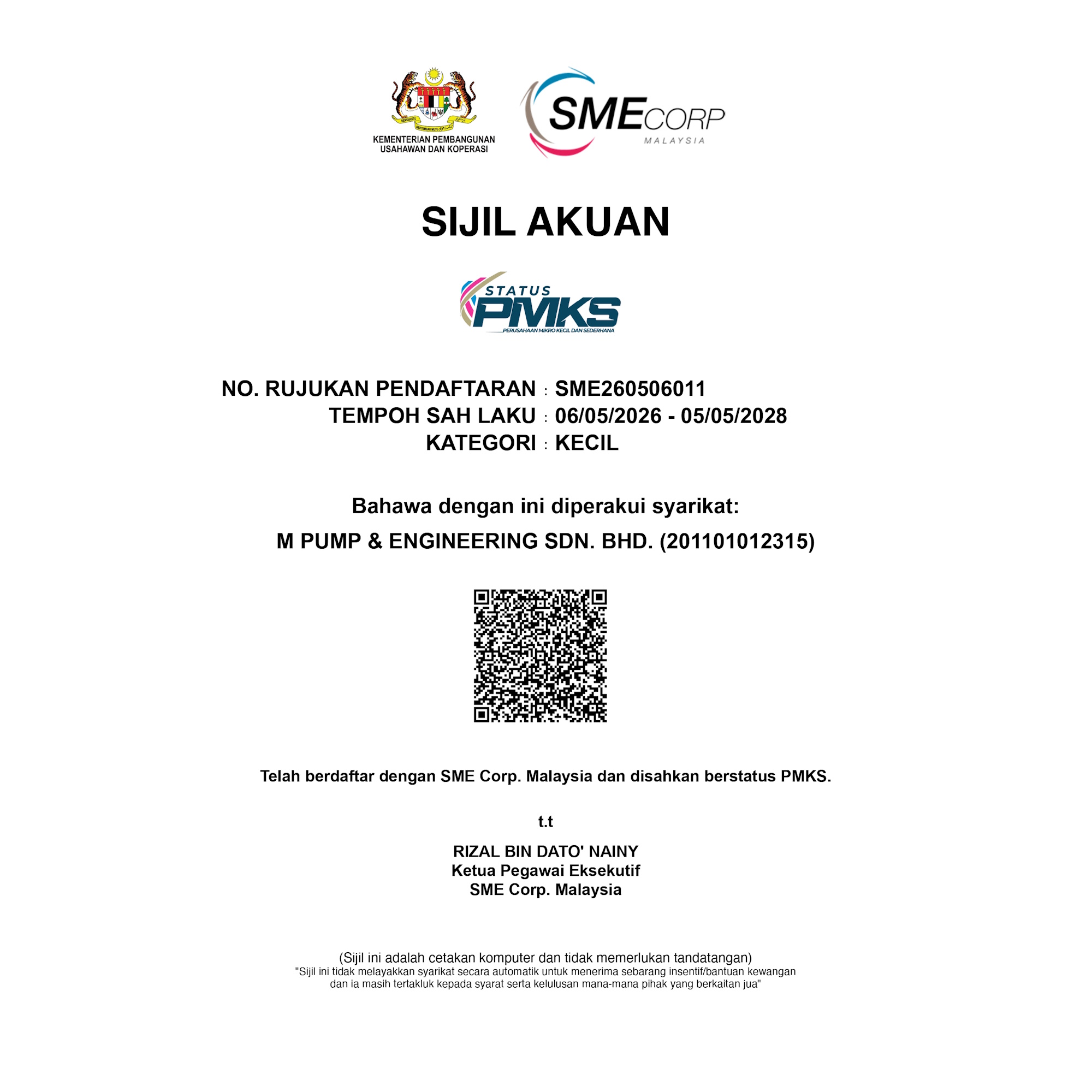 Sijil Akuan SME Corp